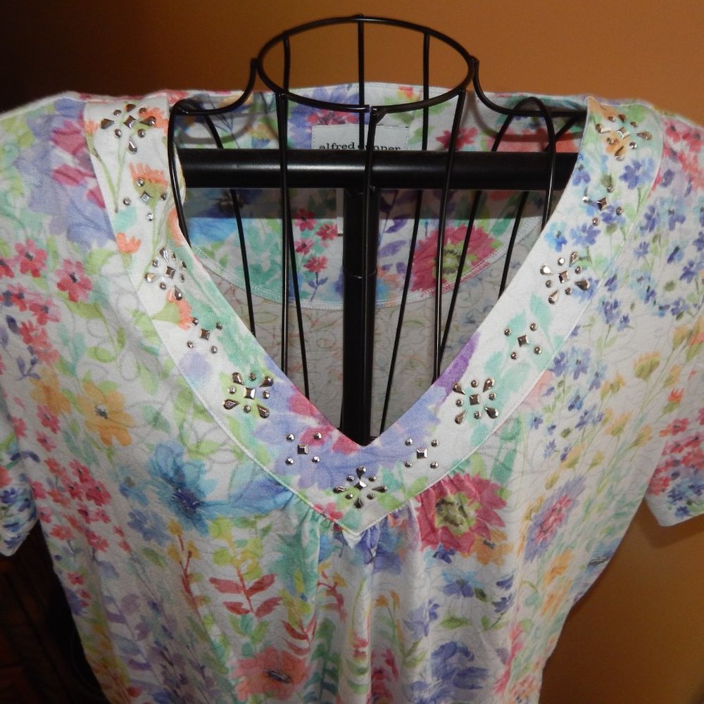 Ladies alfred dunner Short Sleeve blouse - Shirt - Top ~~ Size L - Picture 5 of 8